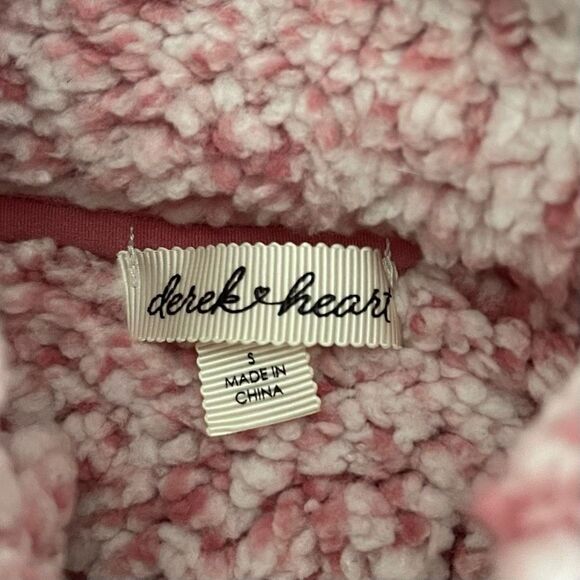 DEREK HEART Faux Sherpa Cropped Quarter Zip Top in Pink Size Small NEW - Picture 10 of 13